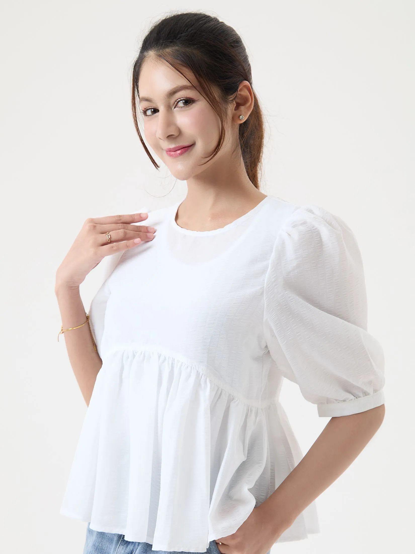 EP Peplum Blouse Woman Off White