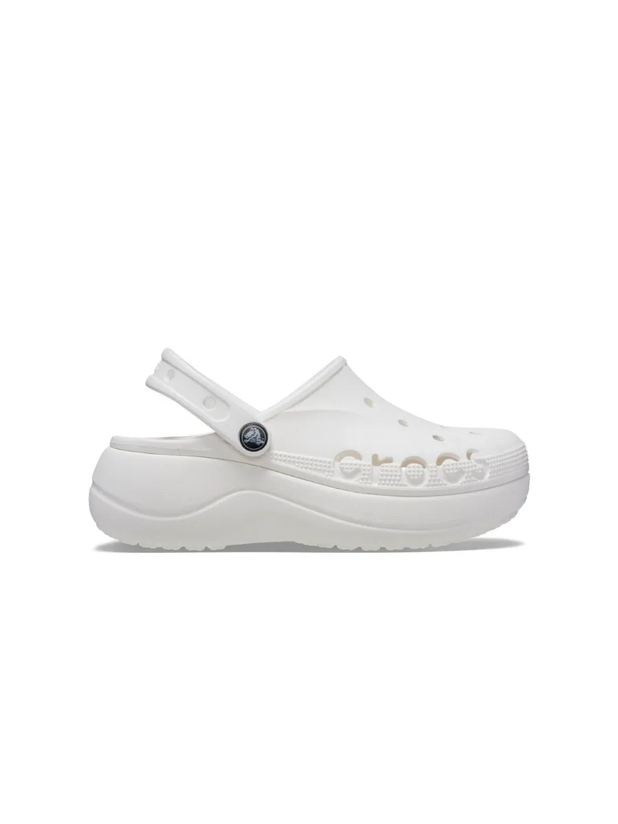CROCS WOMEN'S CASUAL SHOES BAYA PLATFORM CLOG WHITE