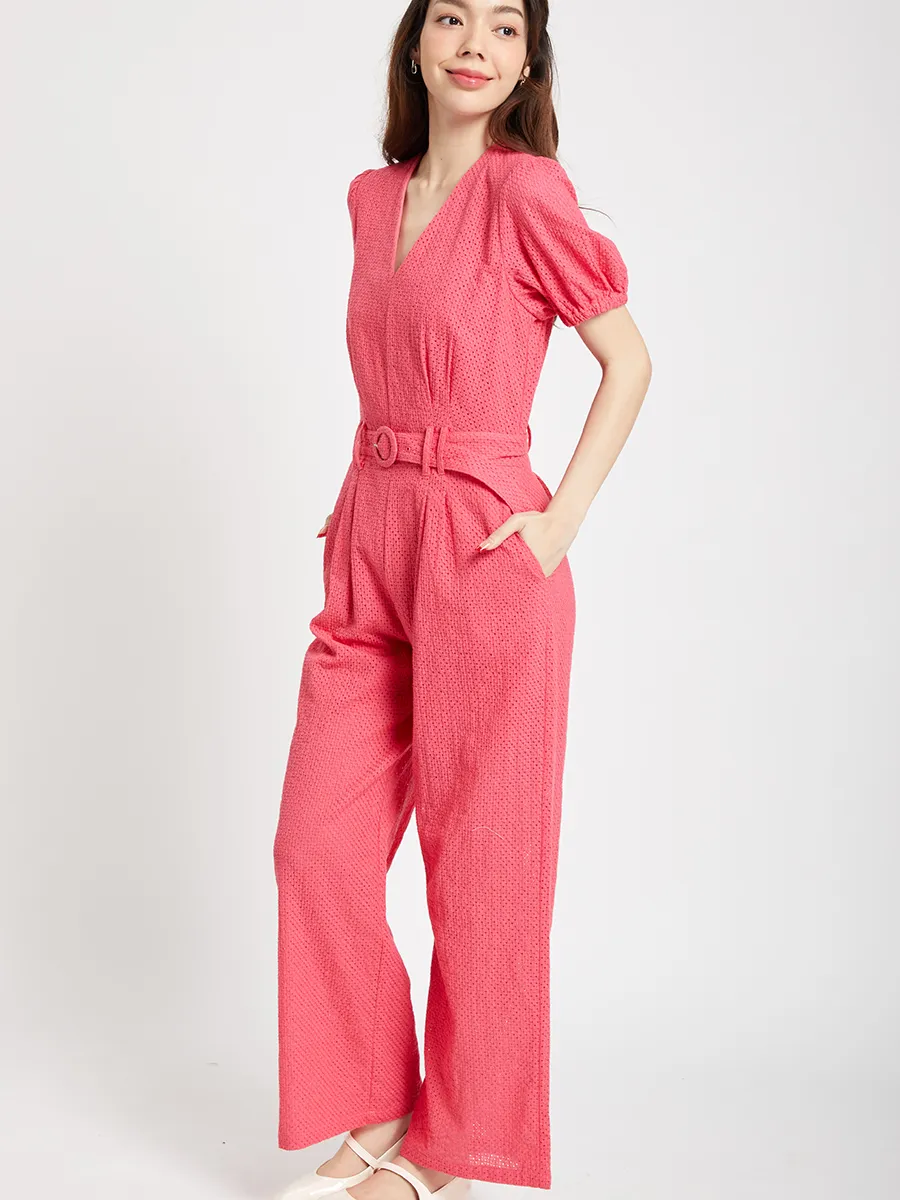 LOLITA Women Jumpsuit V Neck with Belt