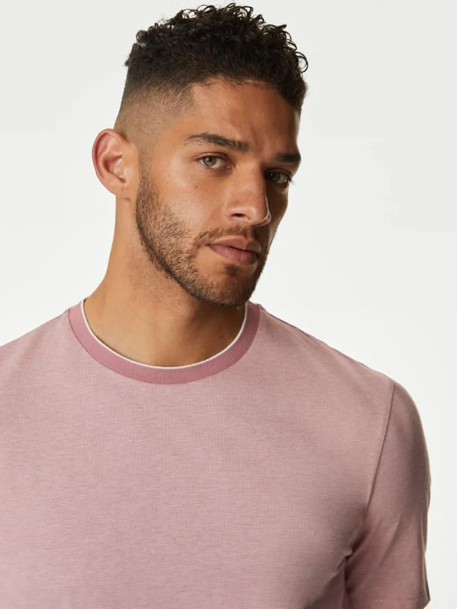 MARKS & SPENCER Men T-Shirt Short Sleeves Pure Cotton Striped