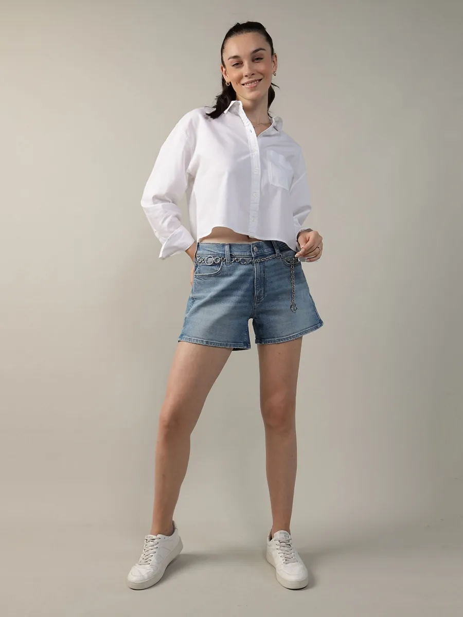 AMERICAN EAGLE WOMEN 5396 CORE ST HEM CROPPED PREP 100 WHITE