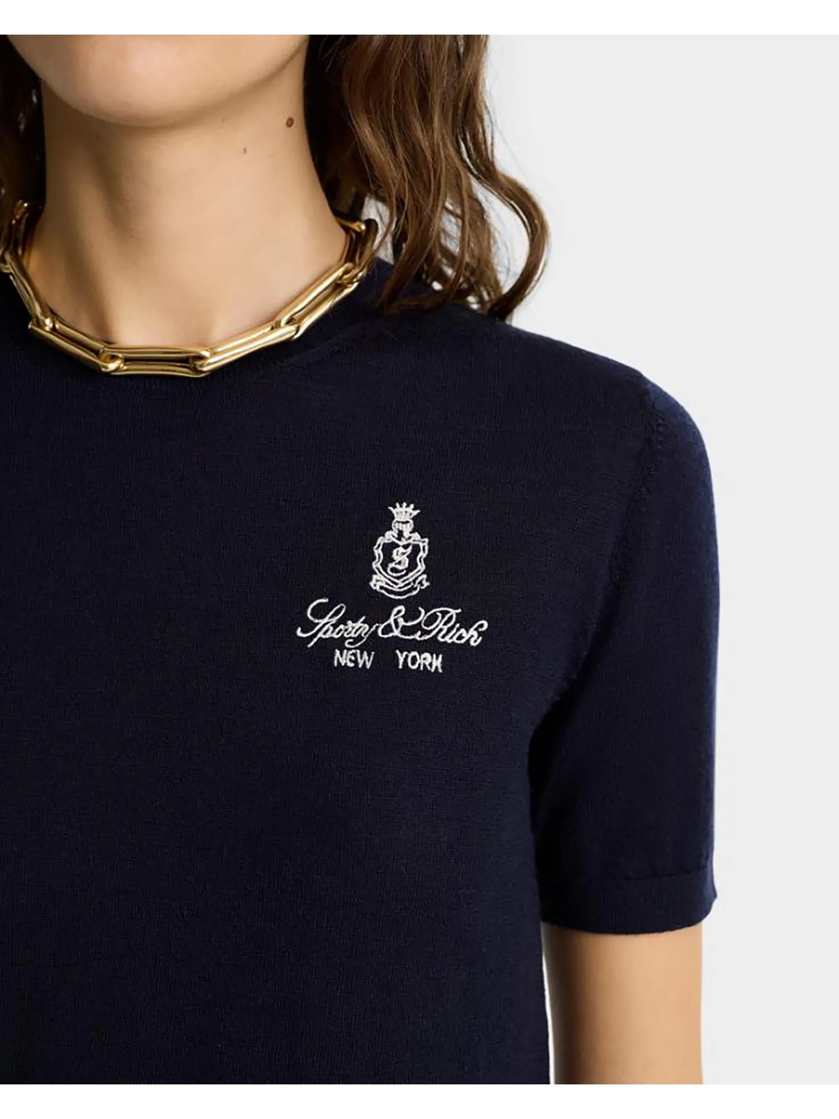 SPORTY & RICH Unisex Sweater Vendome Merino - Navy