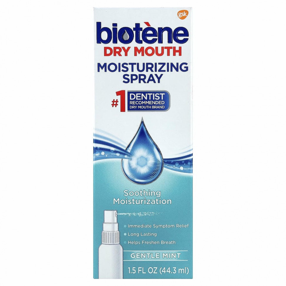 Biotene Dental Products, Увлажняющий спрей для сухого рта, нежная мята, 44,3 мл (1,5 жидк. Унции)