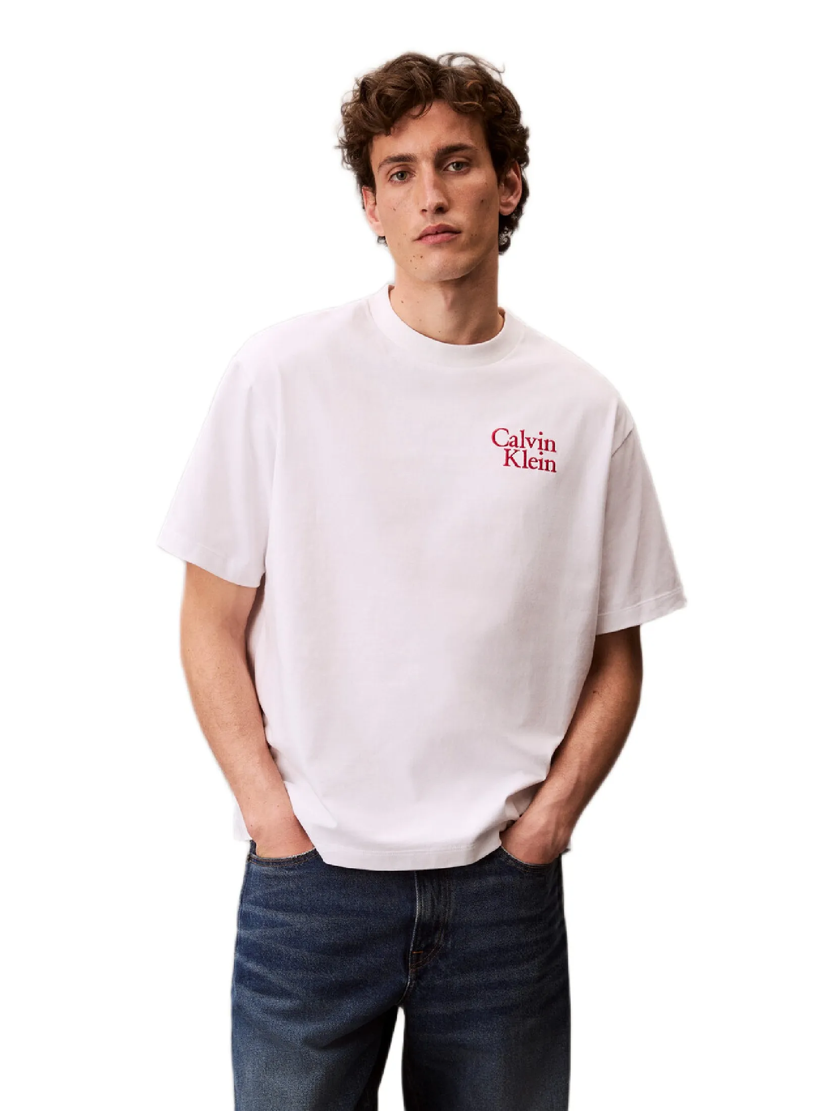 CALVIN KLEIN Men s Relaxed Fit Resort Logo Short Sleeve T-Shirt White Size - L