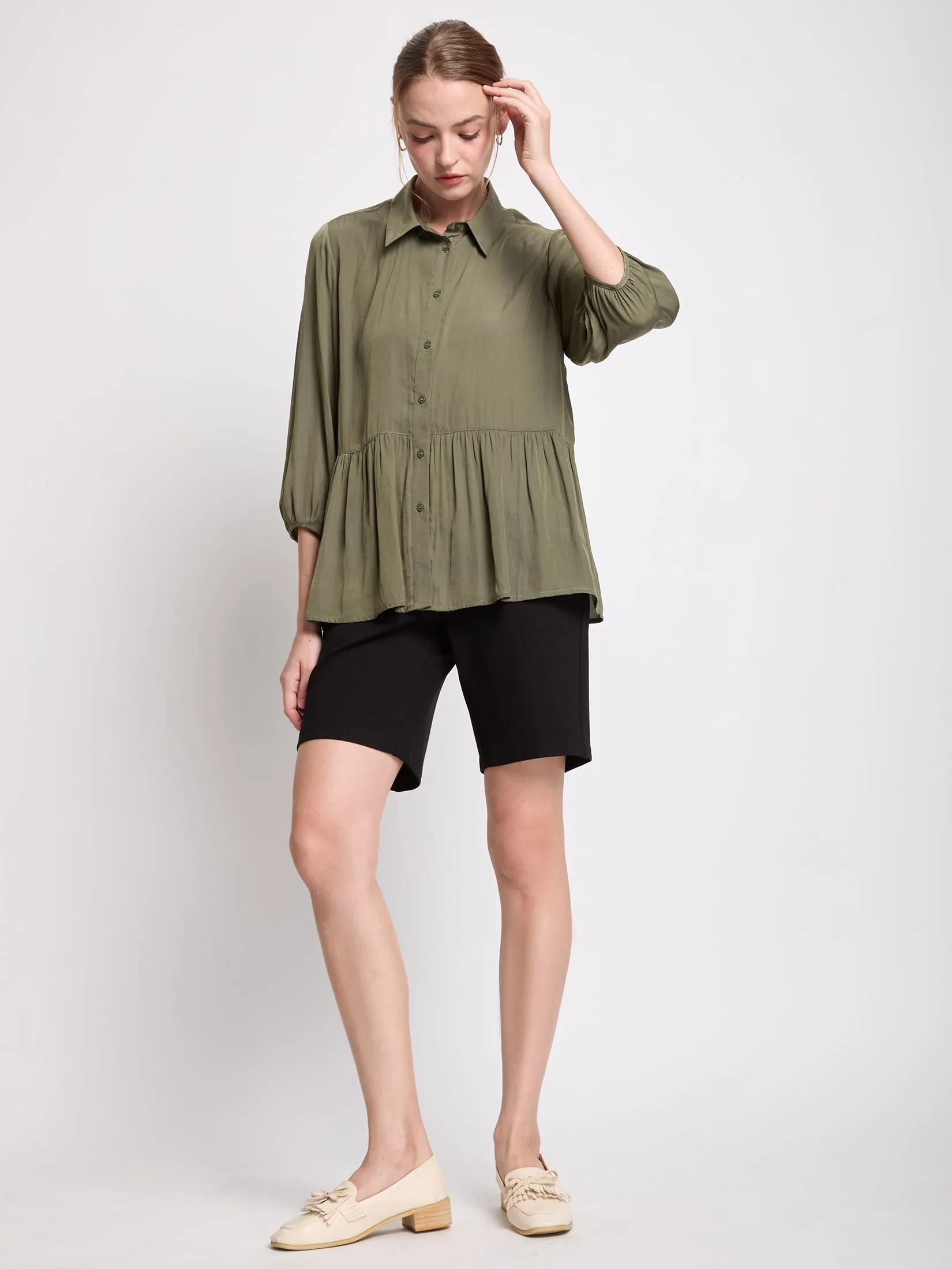 EASY PIECES Women Shirt Long Sleeves Button-Down Front