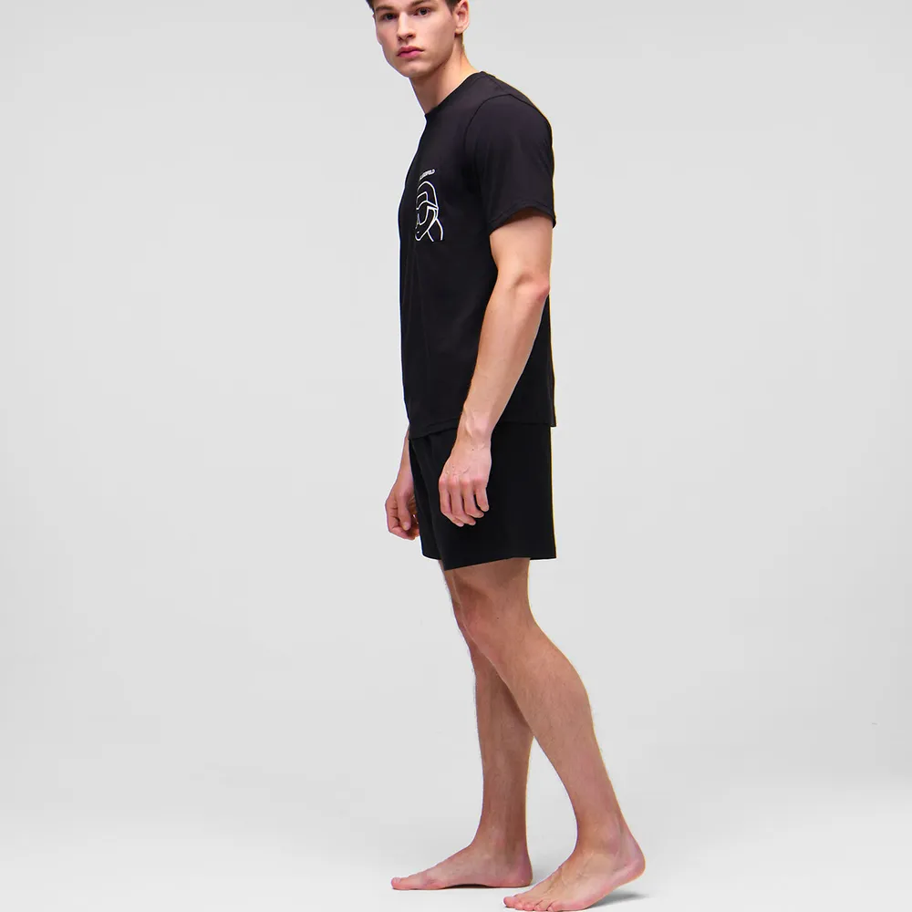 KARL LAGERFELD IKONIK 2.0 SHORTS AND TEE SET BLACK