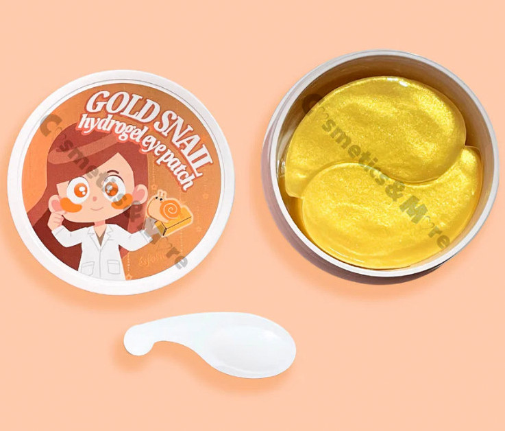 Золотые патчи с улиткой для питания кожи под глазами Esfolio 60 шт