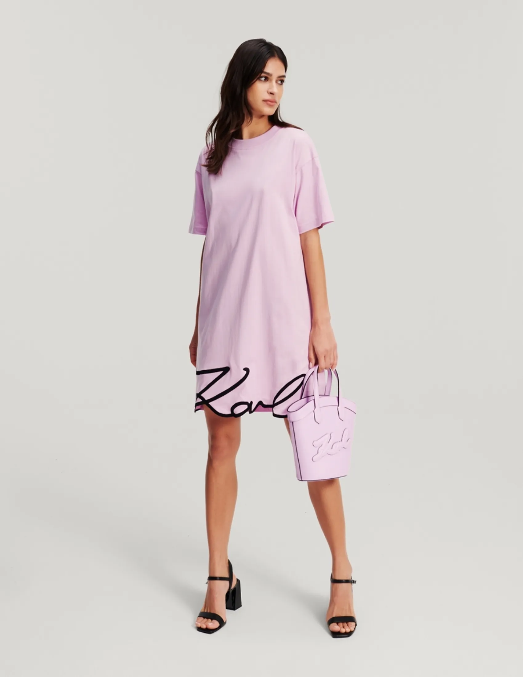 KARL LAGERFELD KARL SIGNATURE HEM WOMEN DRESS ORCHID BOUQUET