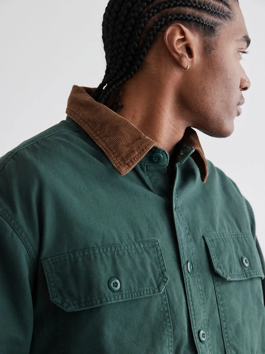 AMERICAN EAGLE MEN DARKEST SPRUCE FLANNEL LINED CANVAS OVERSHIRT 337 PINE