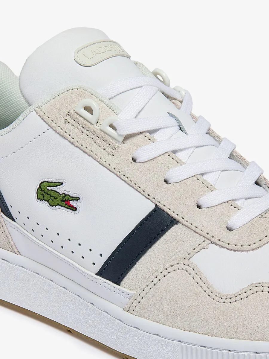 LACOSTE White Men’s T-Clip Tricolour Leather and Suede Trainers