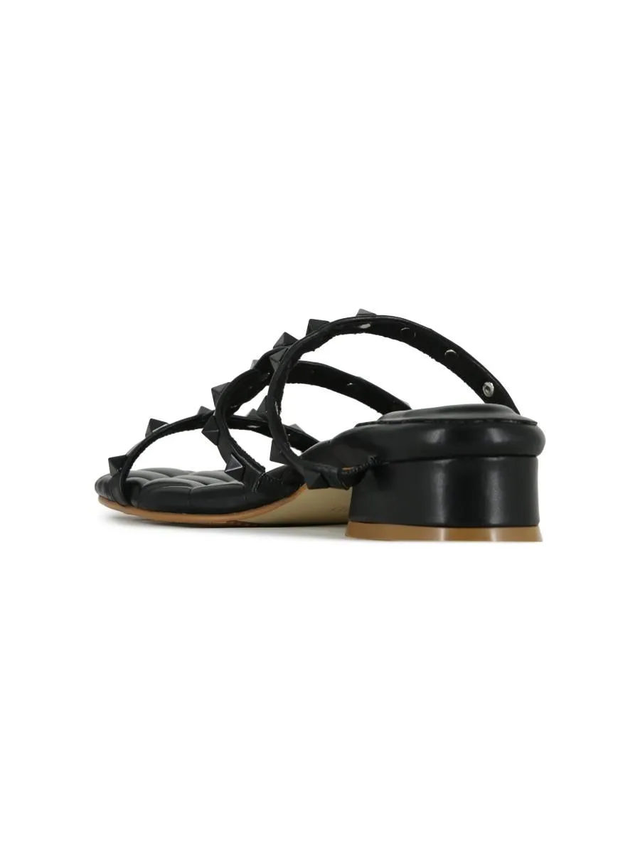 SHU WOMEN  PALETTE SOFT 1" ROCKSTUDS SLIDES SANDALS - TOTAL BLACK