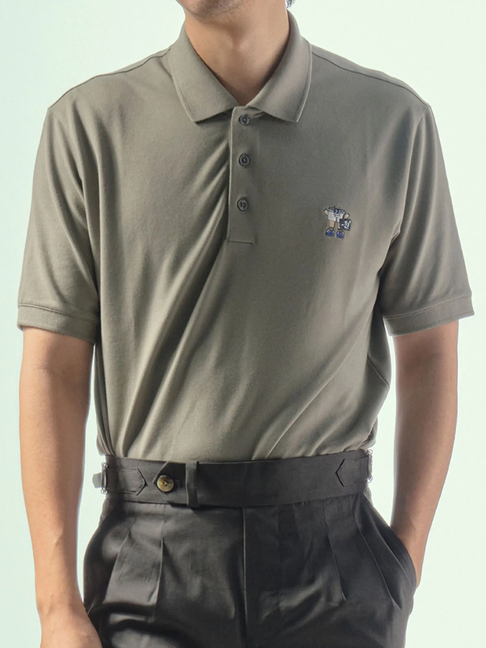 ERA-WON Men's Polo Slim Fit Art toy Collection Grey