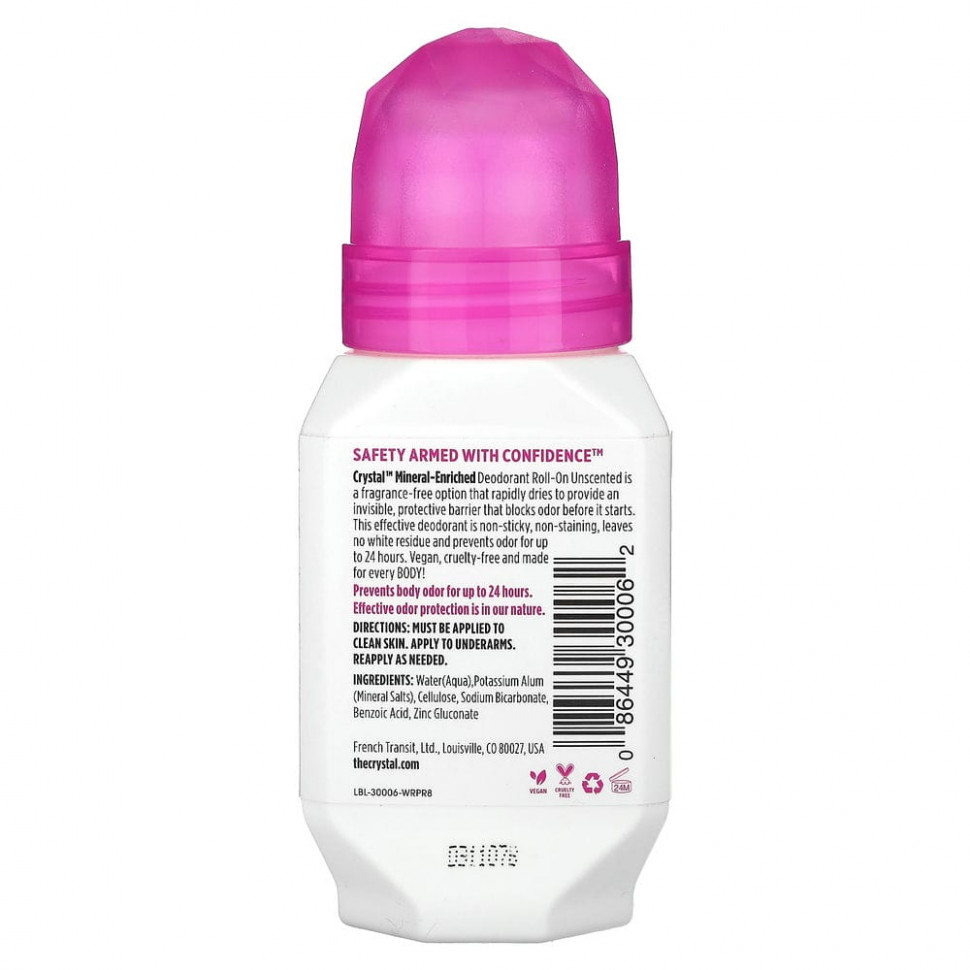 Crystal Body Deodorant, минеральный шариковый дезодорант, без запаха, 66 мл (2,25 жидк. унции)