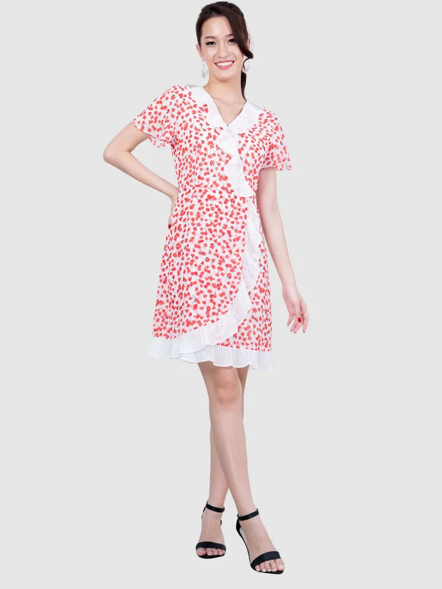 AMILA Women Dress Chiffon Poeme Red