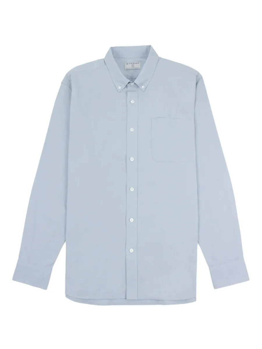 GIORDANO Men s Slim Fit Long Sleeve Stretch Shirt (Poplin)  Light Blue
