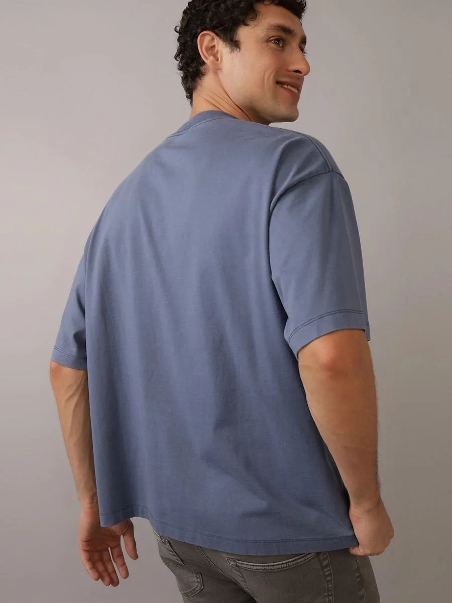 AMERICAN EAGLE MEN K - HVY WT OVERSIZED TEE MAGIC WHITE WASH 510 BLUE HAVEN