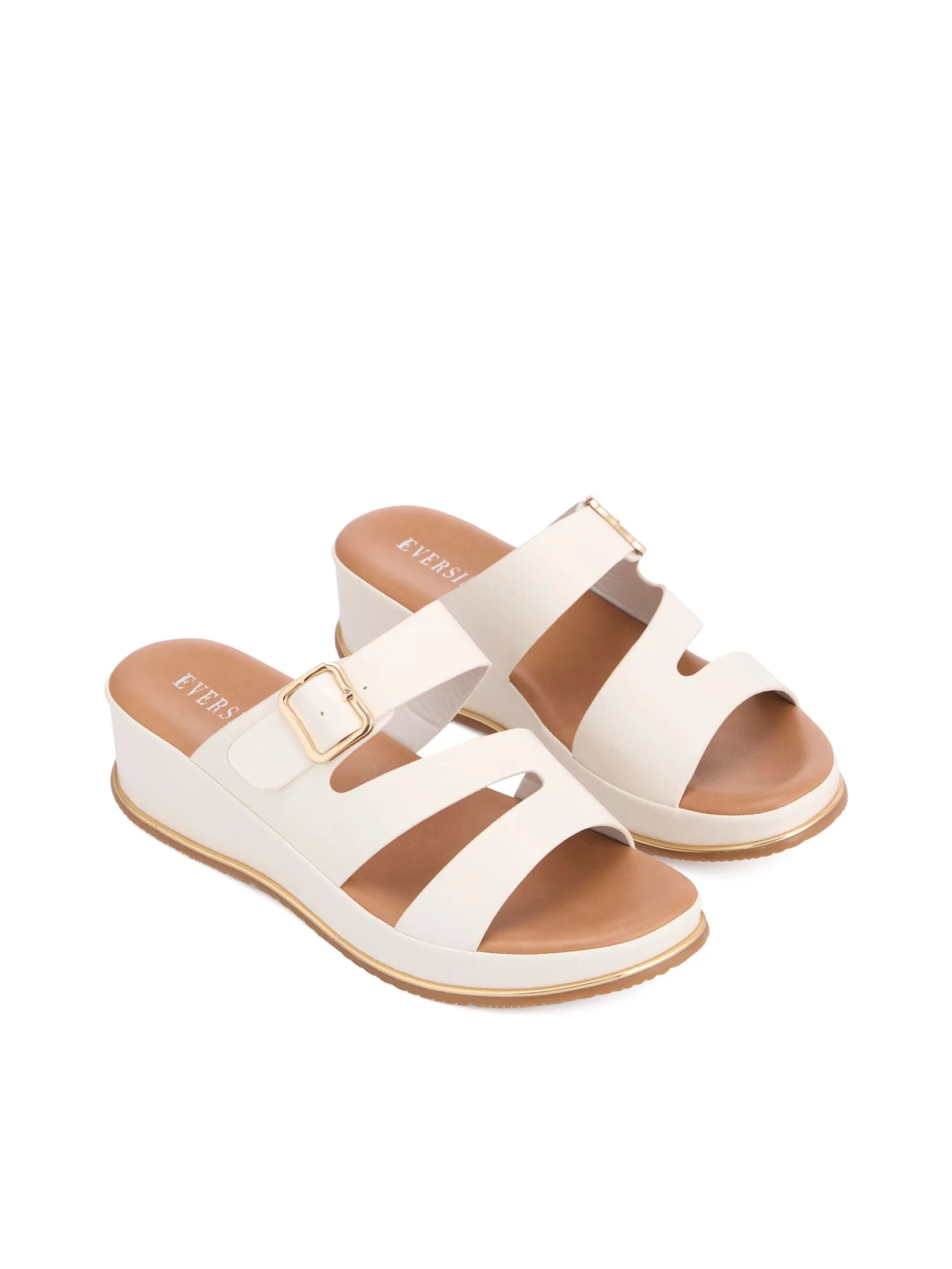 EVERSINCE Women Wedge Sandals Triple Straps