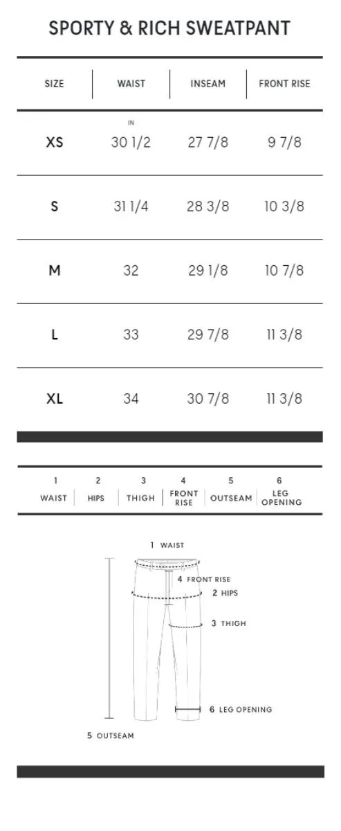 SPORTY & RICH Unisex Sweatpants NY 96 Elephant/White