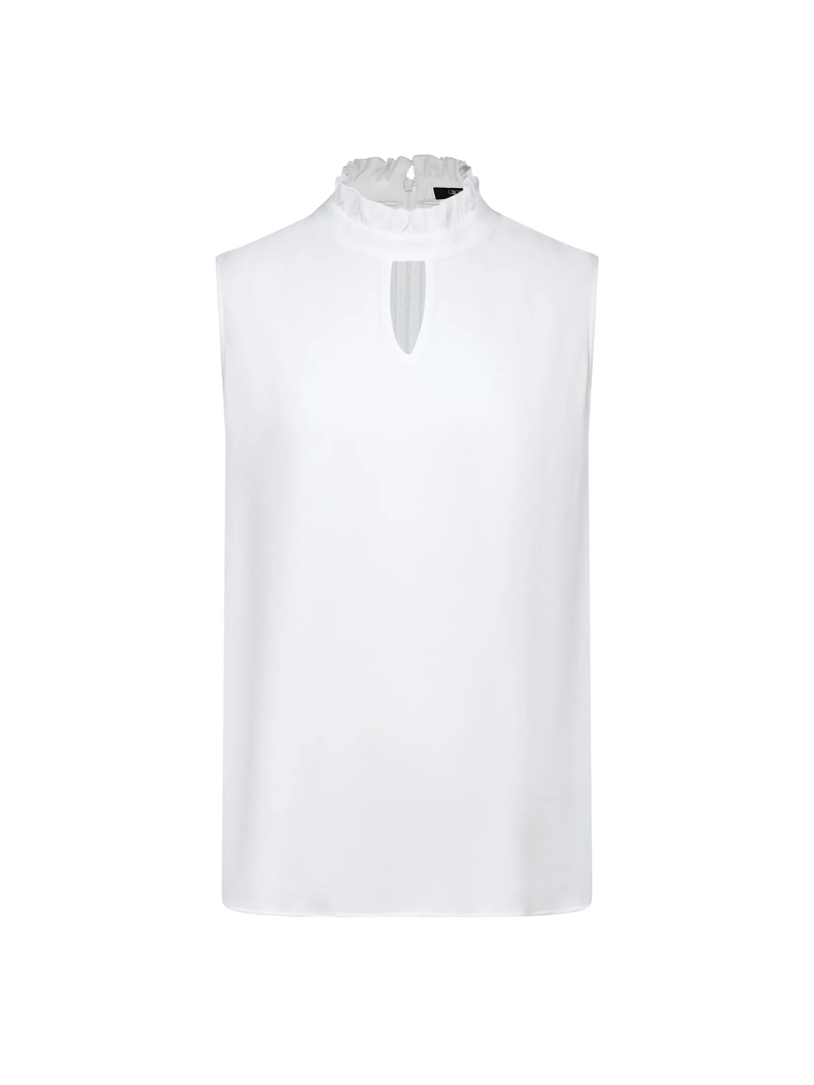 G2000 Women Clothing Crepe Ruffled Stand Collar Sleeveless Blouse  Regular Fit - Off-White