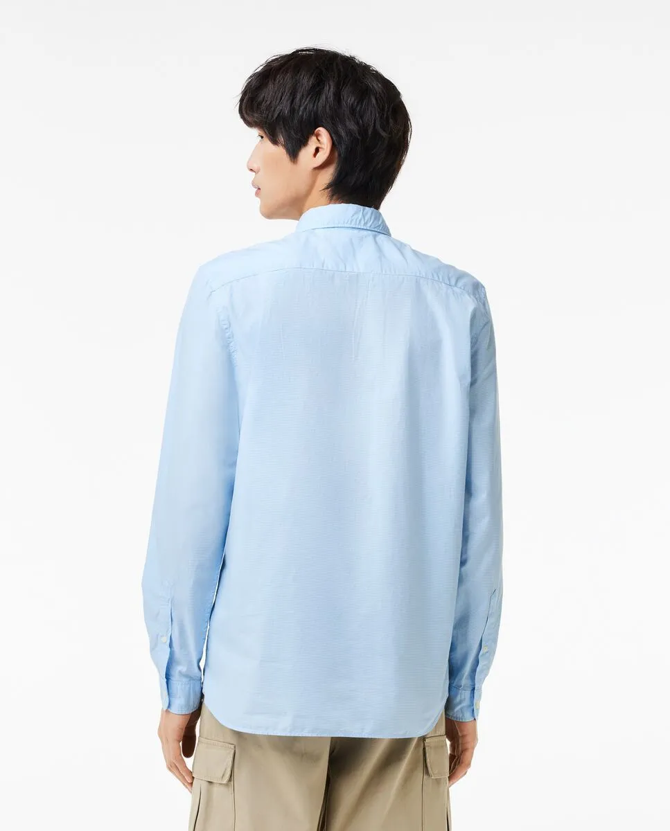 LACOSTE Blue Regular Fit Cotton Poplin Shirt