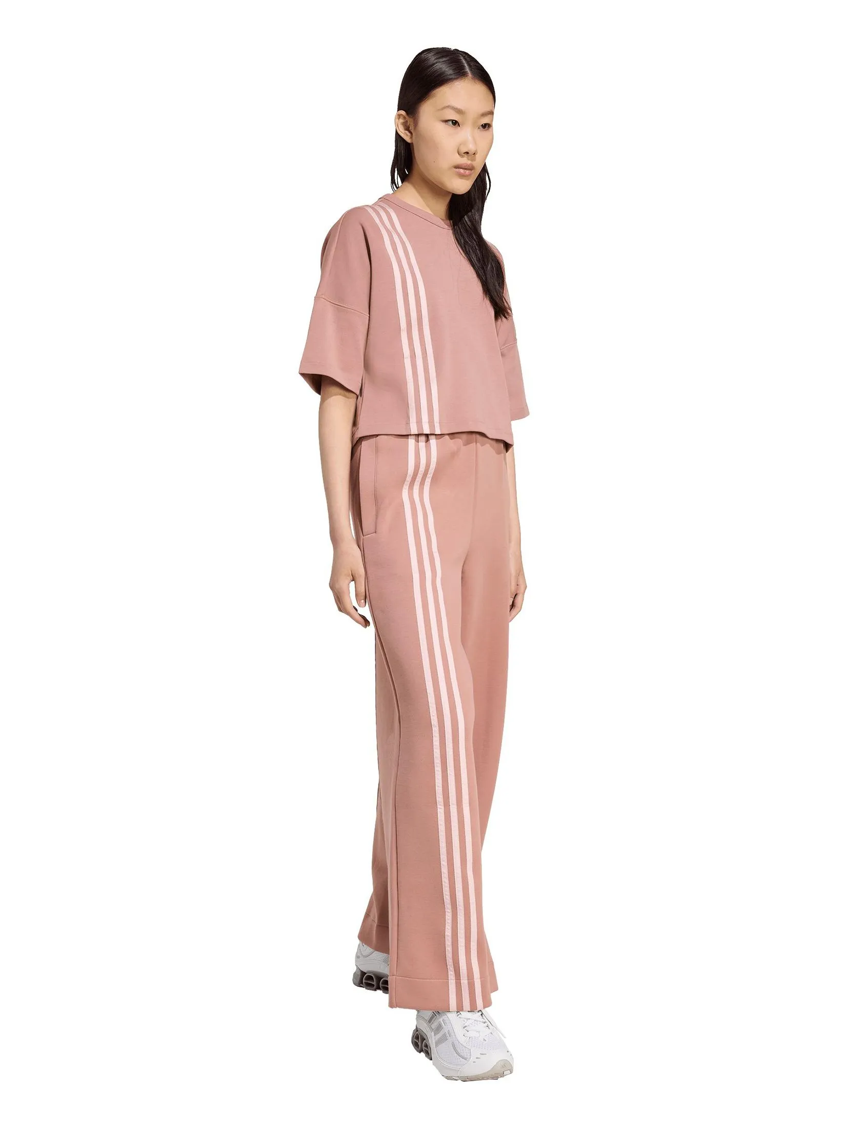 ADIDAS Women Wide Pant Off Placed 3-Stripes JW3621 Red / Warm Clay