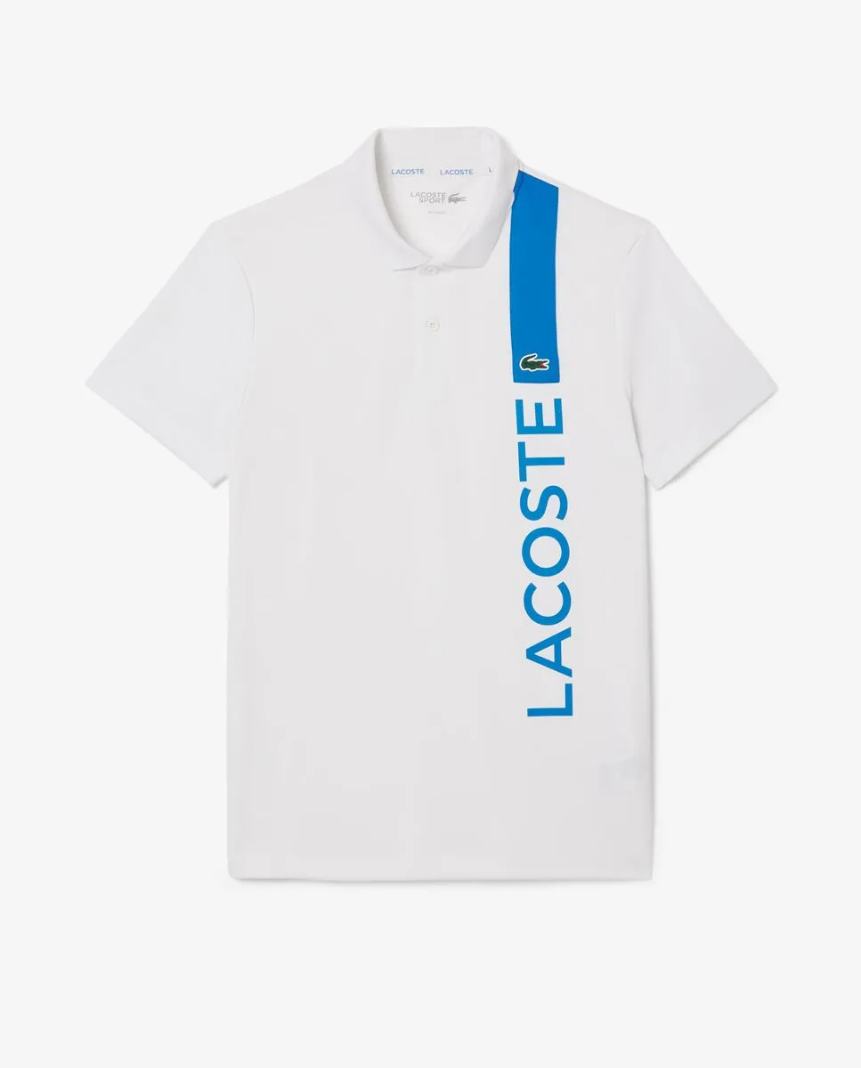 LACOSTE Ultra Dry Print Branding Sport Polo Shirt White