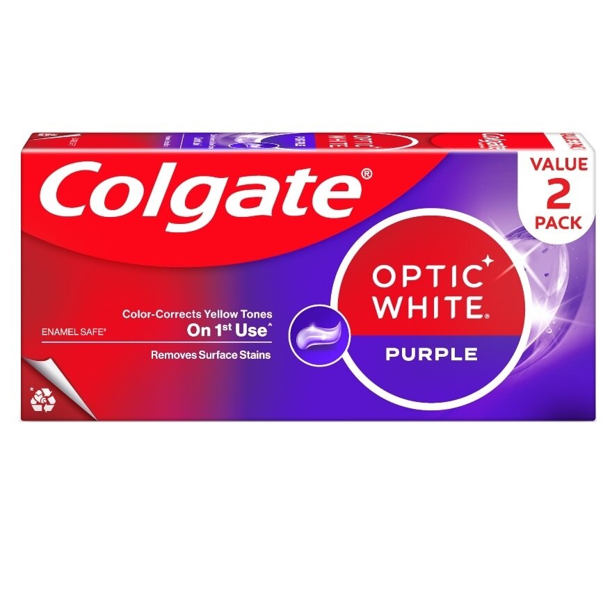 Colgate Toothpaste Optic White Purple 100 G.Twin Pack - Purple