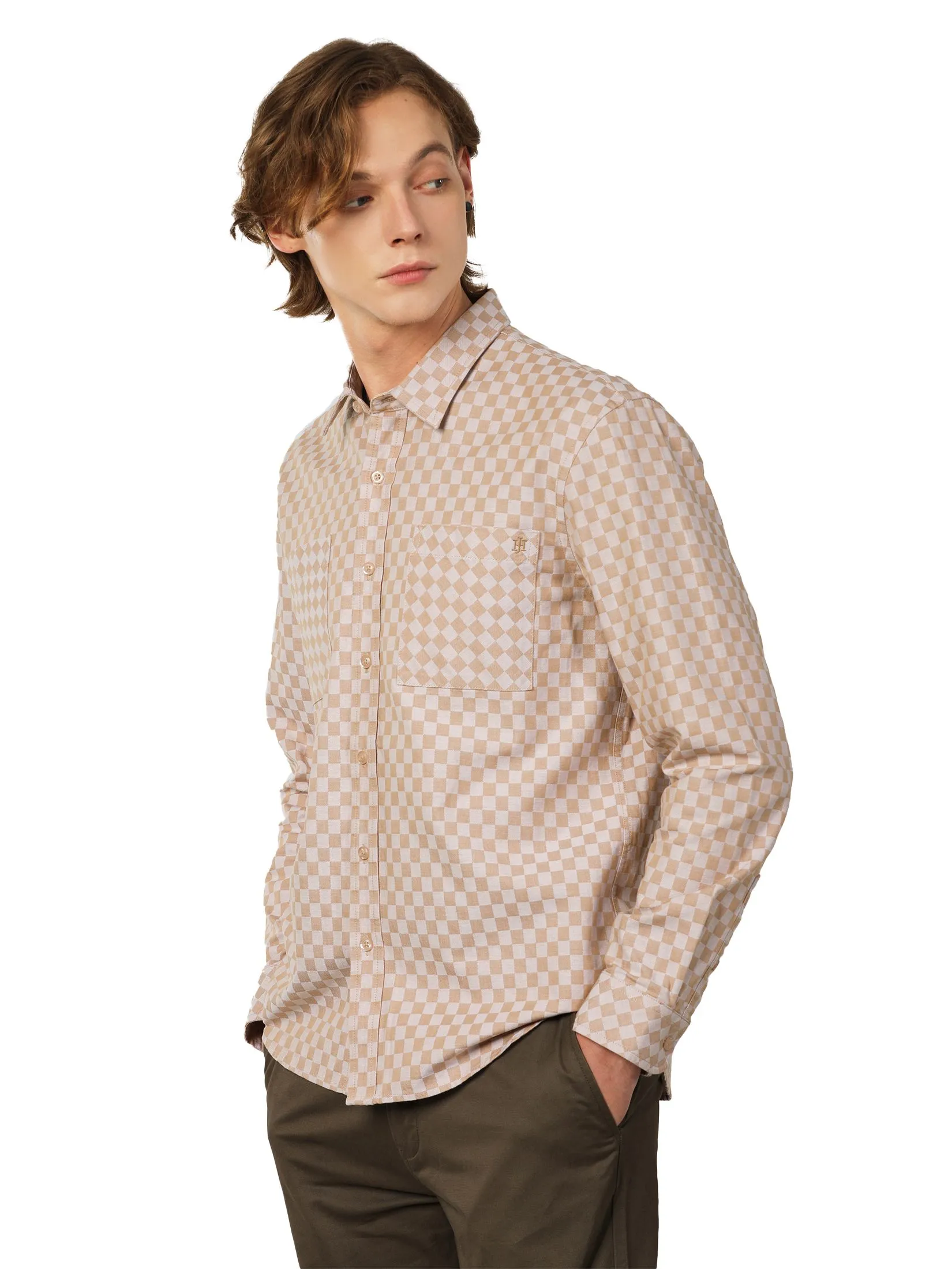 JOHN HENRY Men's Long Sleeves Shirts (Regular Fit) ICONIC AF Khaki