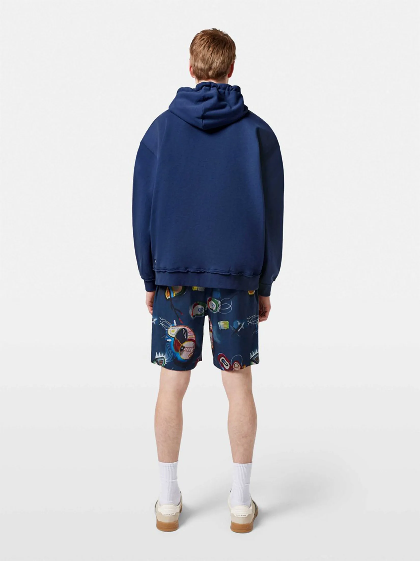 SCOTCH&SODA Men Hoodie Loose Fit Applique Atlantic Blue