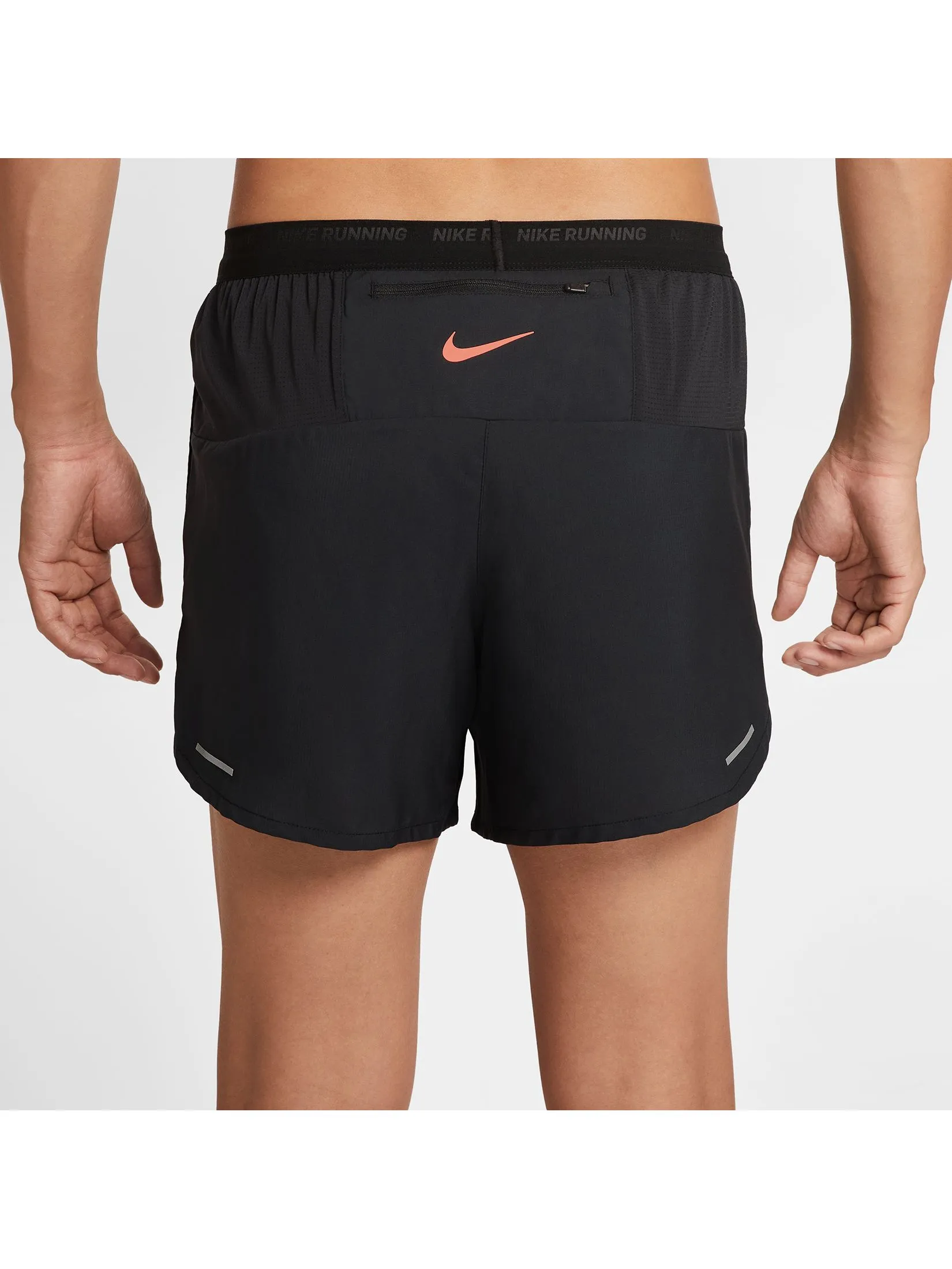 NIKE Men Running Shorts Stride Dri-Fit 5" Brief-Lined HV2133-010 Black/Bright Crimson