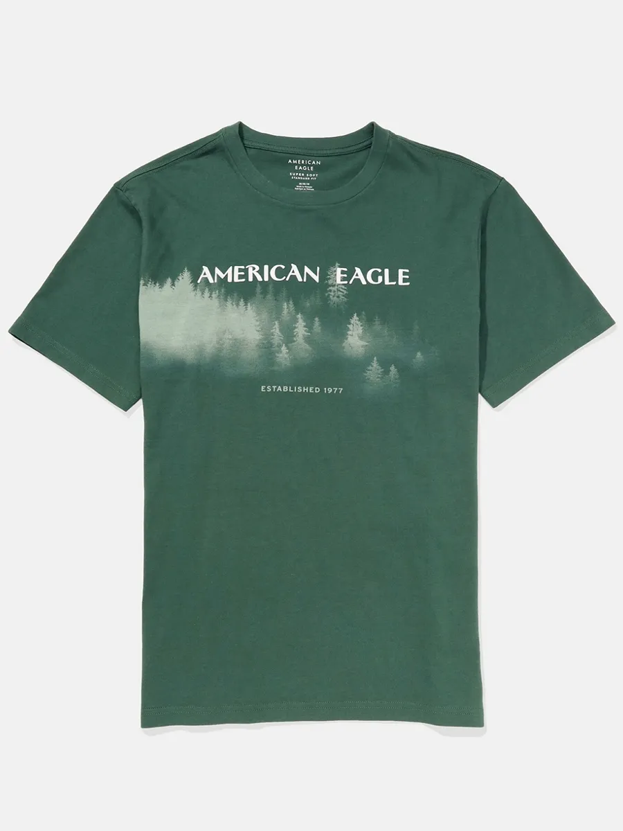 AMERICAN EAGLE MEN G INTL SS SET IN TEE- PC DYE + SERIOUSLY SOFT WASH 300 GREEN