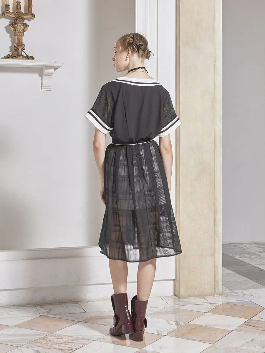 THEA BY THARA Bow-Detailed Checked Skirt SK003BLFA21 Black
