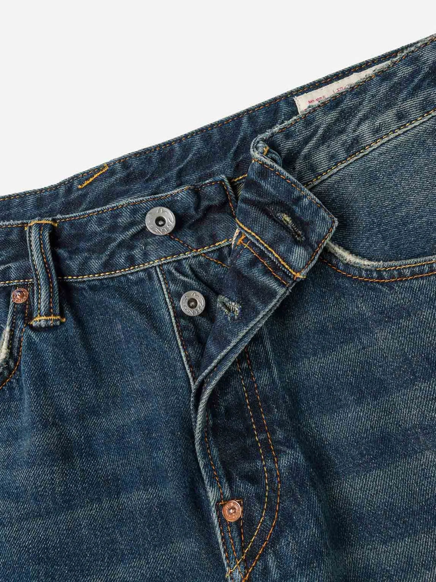 EVISU Men Jeans 7-Pocket Design Washed Daicock Print Carrot Fit #2017 Indigo