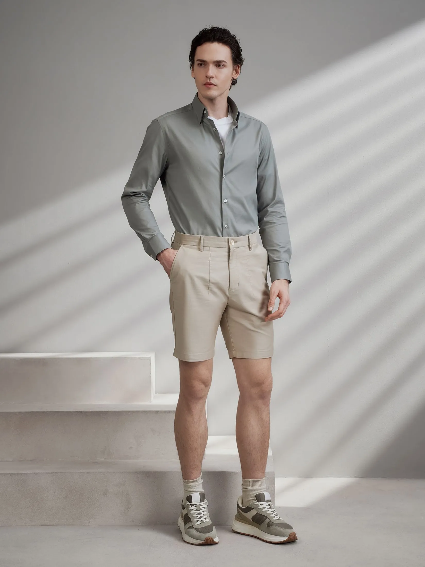 G2000 Men Clothing Non-Iron Cotton Blend Texture Shirt  Smart Fit - Green