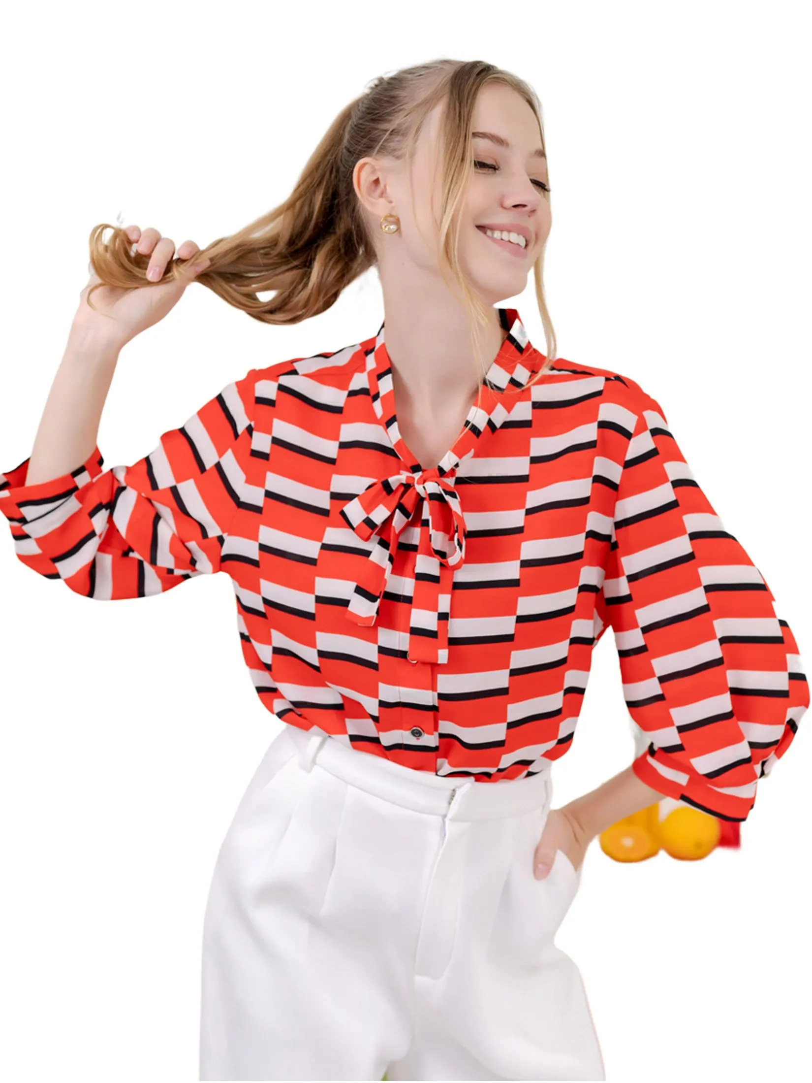 AMILA Women Blouse Chiffon Dobby Red