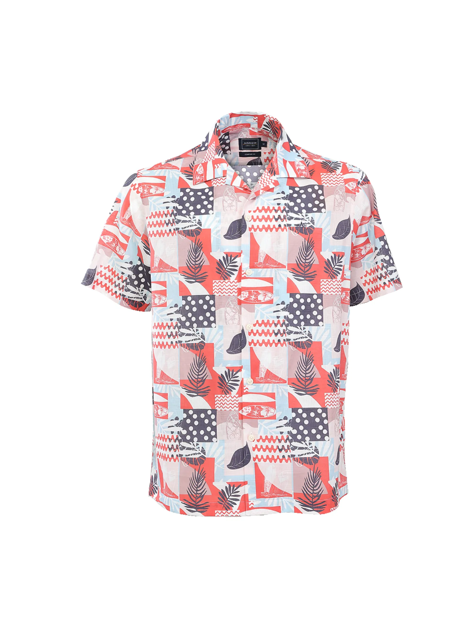 ARROW Cotton Shirt short-sleeved Comfort style MACC578RE - Red/White