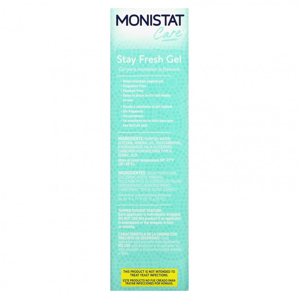 Monistat, Care, контроль запаха, гель Stay Fresh, 4 предварительно заполненных геля-аппликатора, по 2,3 г (0,08 унции)