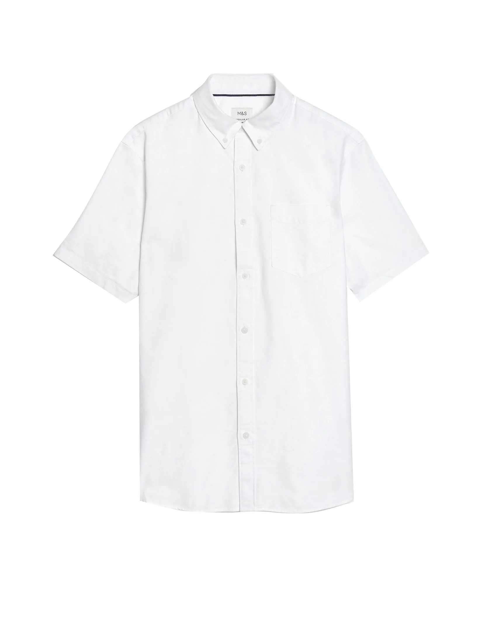 MARKS & SPENCER Men Oxford Shirt Short Sleeves Easy Iron Pure Cotton