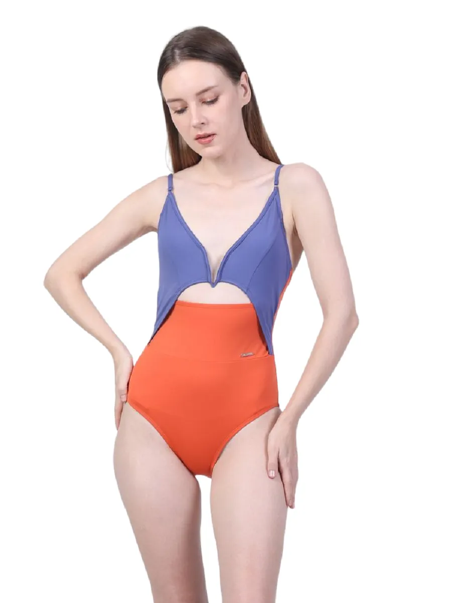 VANESSE WOMEN TWO TONE ONE PIECE SWIMSUIT (029053) BLUE