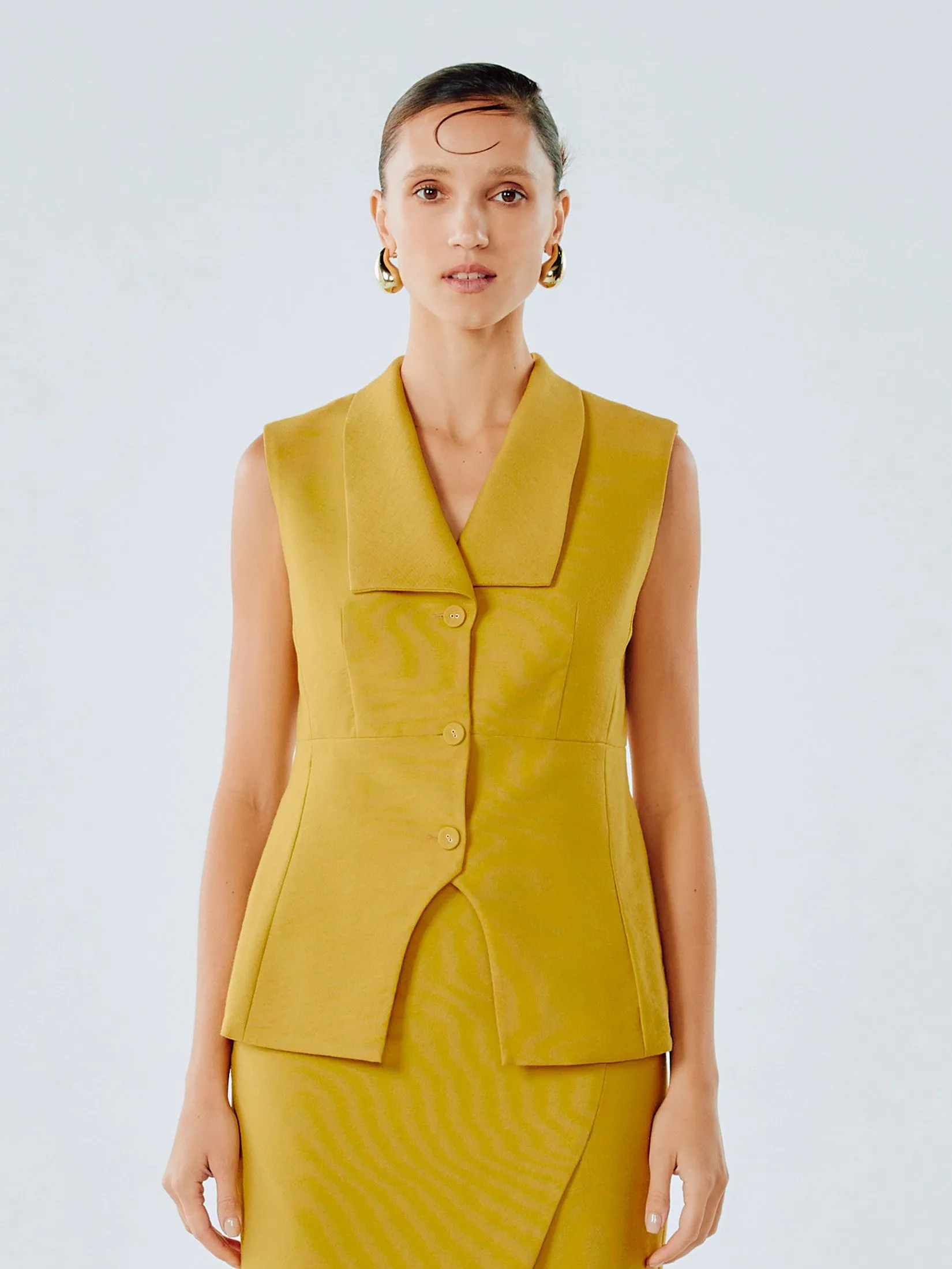 SHAKA Woman Blouse Corduroy Vest Yellow