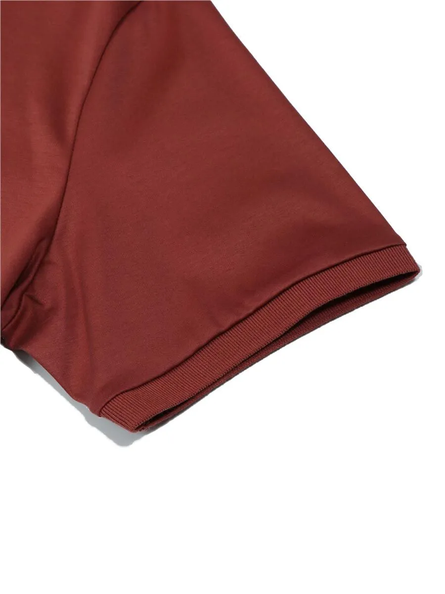GIORDANO Men's short sleeve polo shirt interlock fabric Red Brown