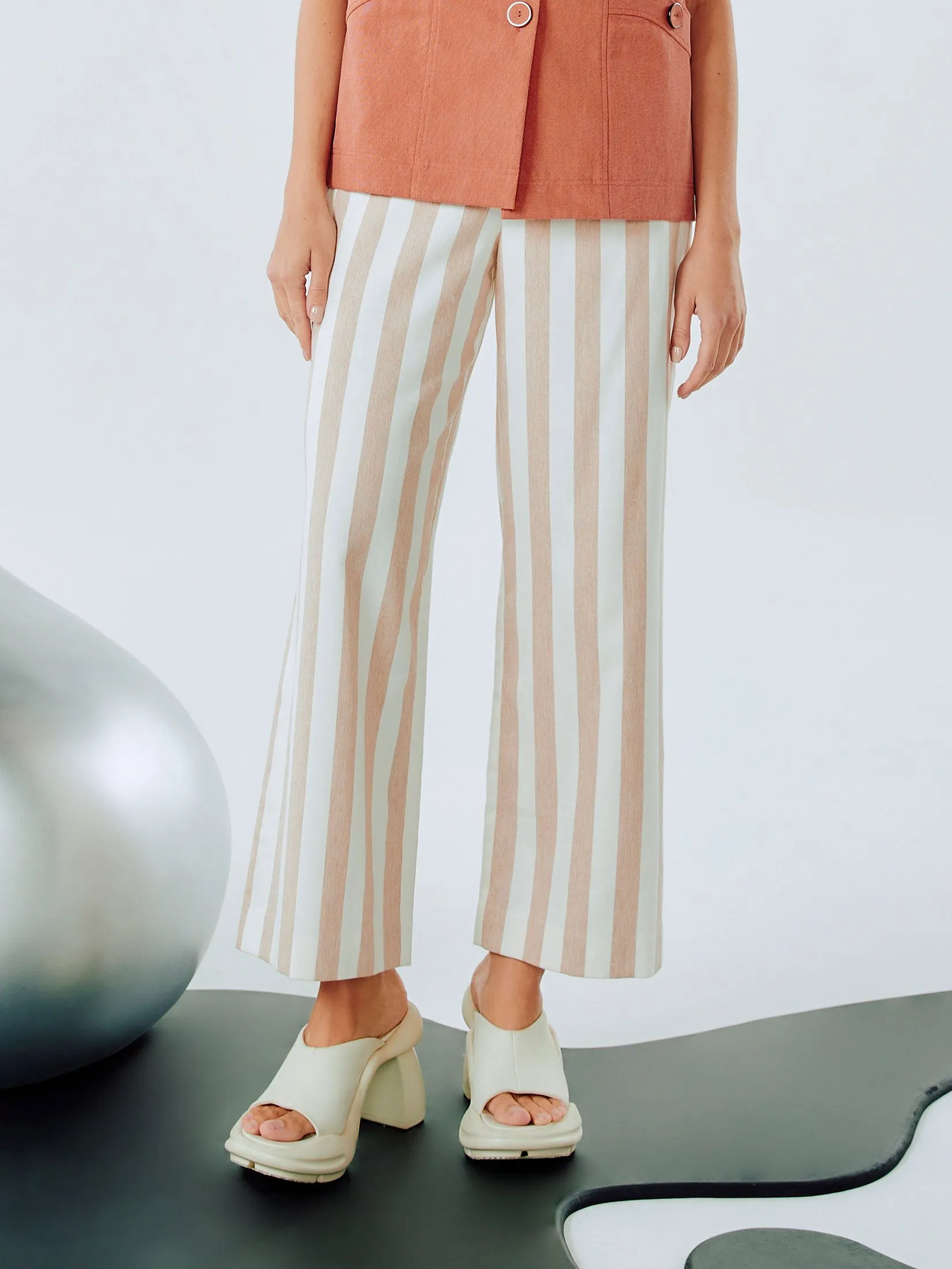 SHAKA Woman Pants  Strip Brown