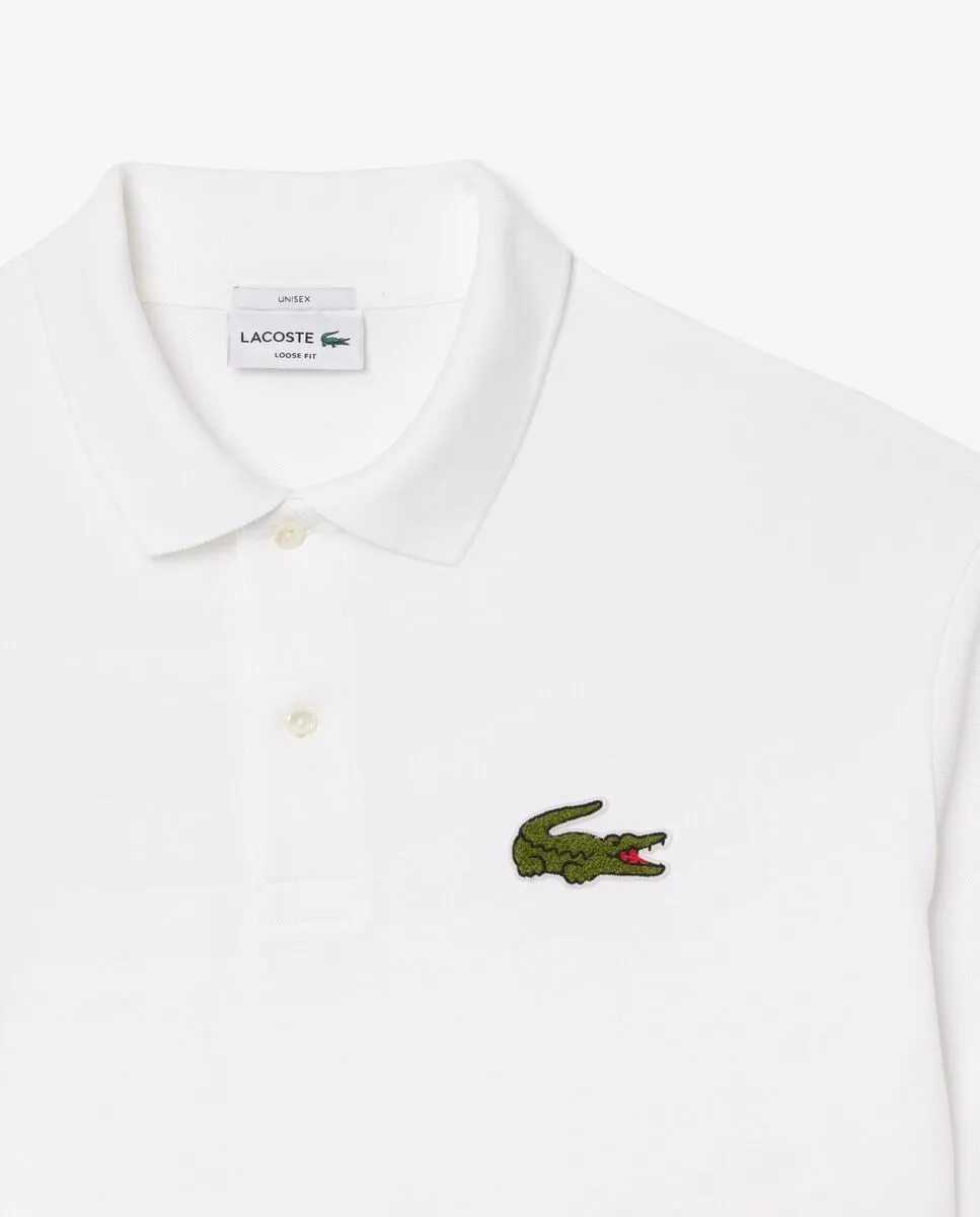 LACOSTE Loose Fit L.12.12 Piqu  Badge Polo Shirt White