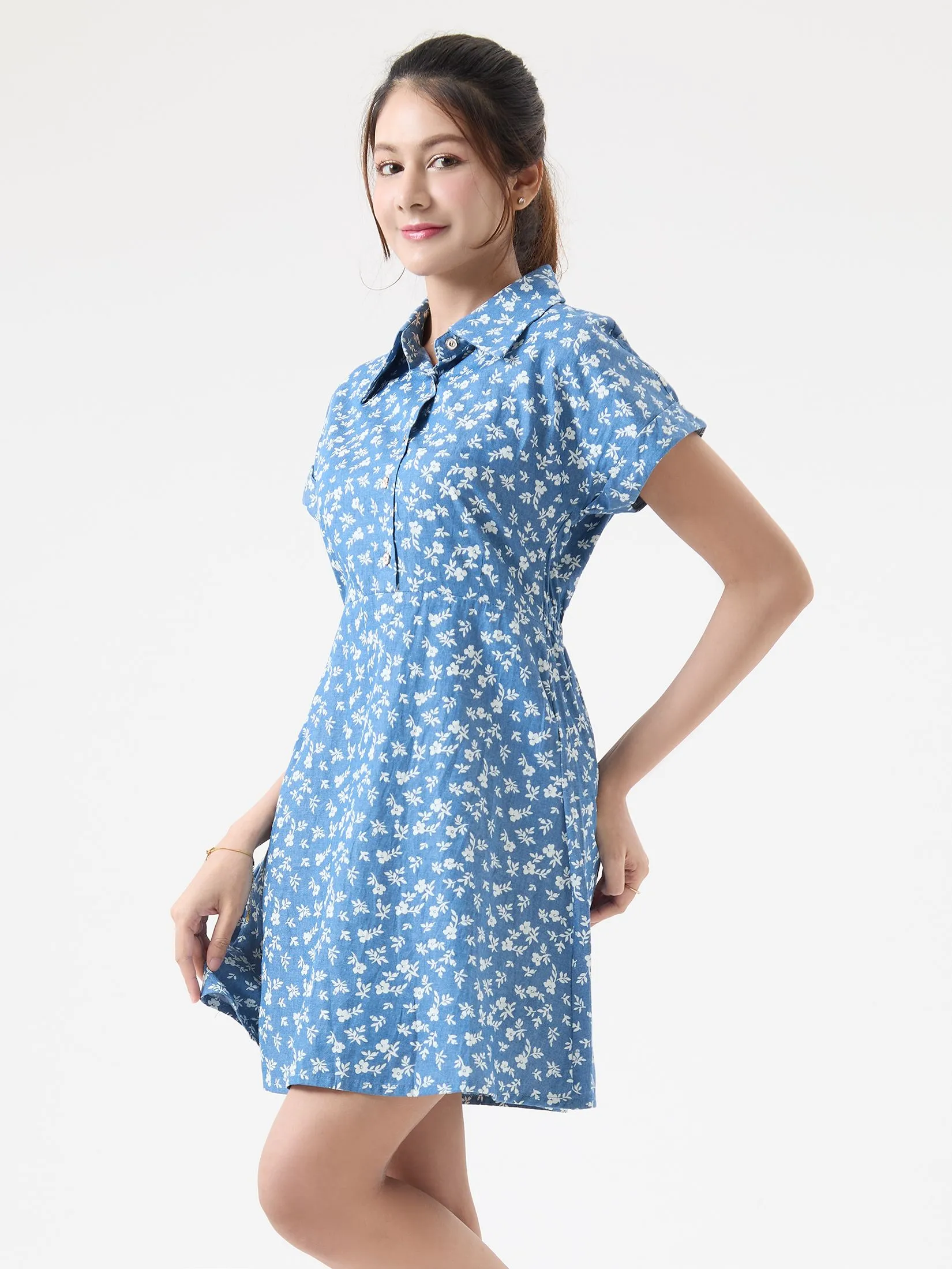 EP Mini Floral Print Dress Woman Blue