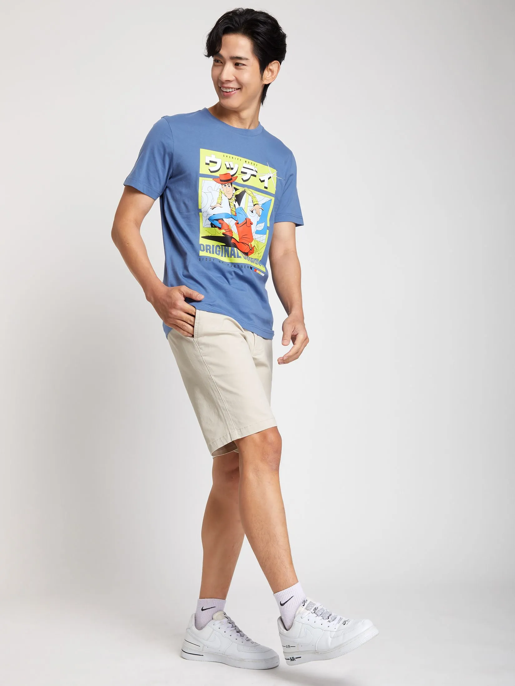 PACIFIC UNION Men T-Shirt Toy Story Disney Pixar Print Steel Blue