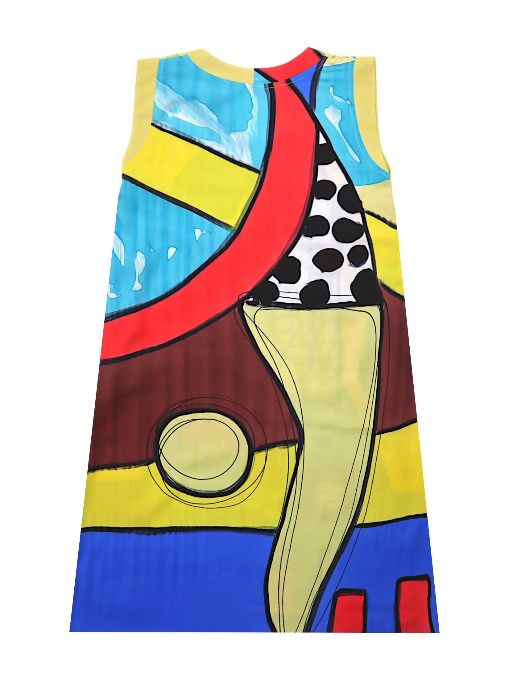 YODYOKO Woman Sleeveless Dress - Cream : Geometric Reverie