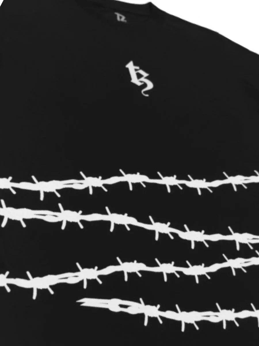 TZ WORLDWIDE MEN T-SHIRT TZ BARBED WIRE SHORT SLEEVE BLACK
