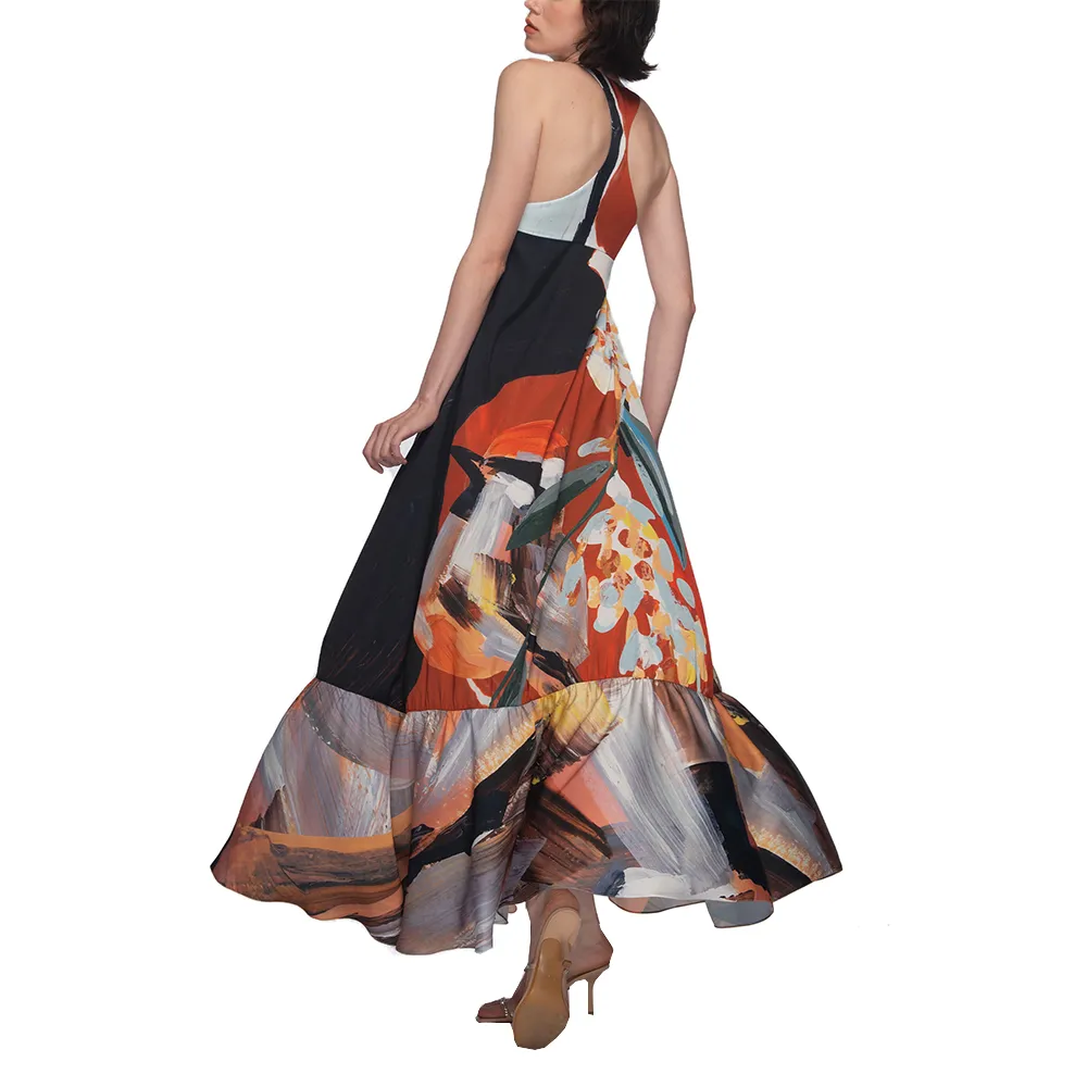 ANGELYS BALEK Multicolor Scoop Maxi Long Dress