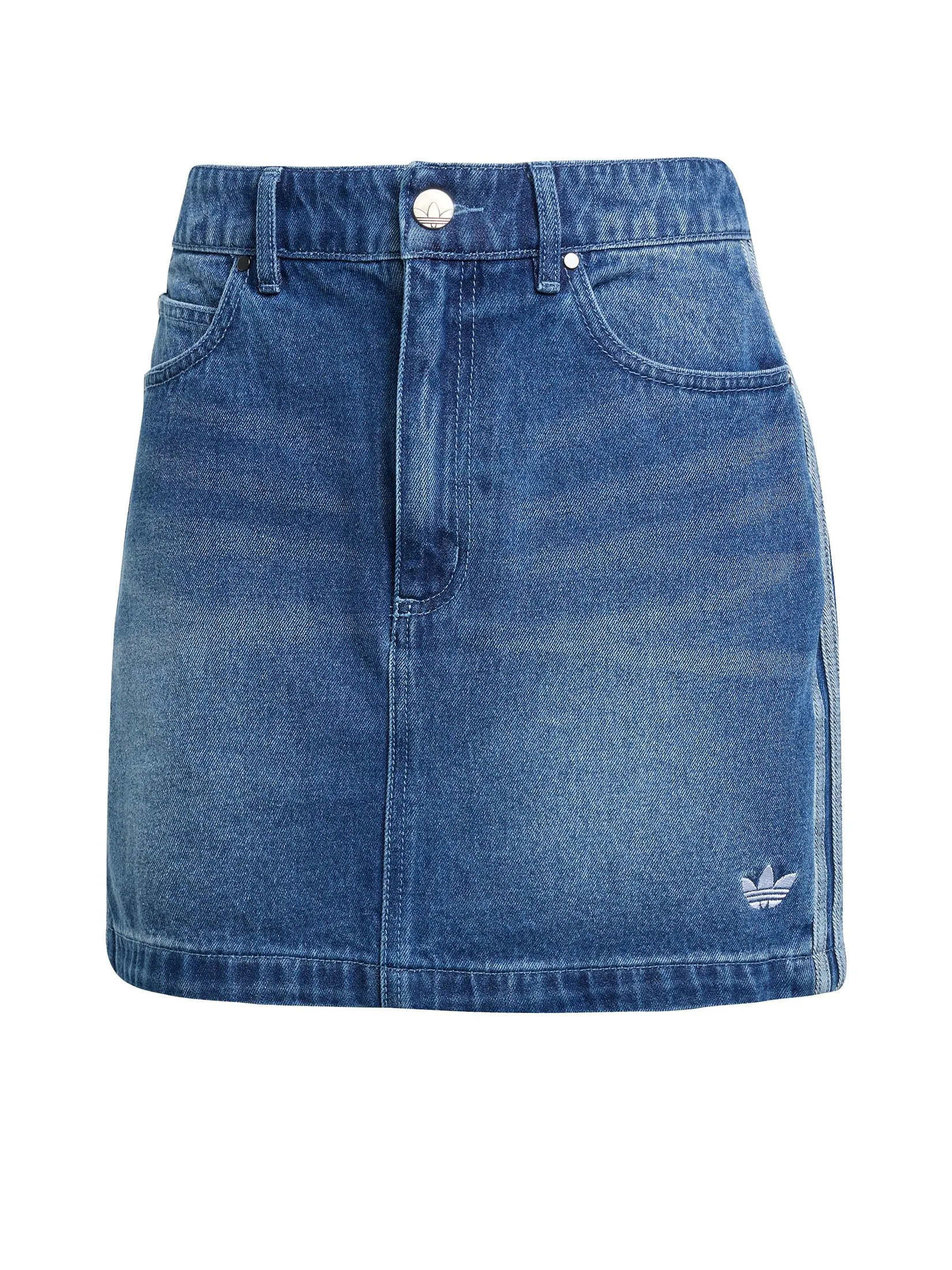 ADIDAS Women Mini Skirt Adicolor 3-Stripes Denim JW2649 Blue / Indigo Denim