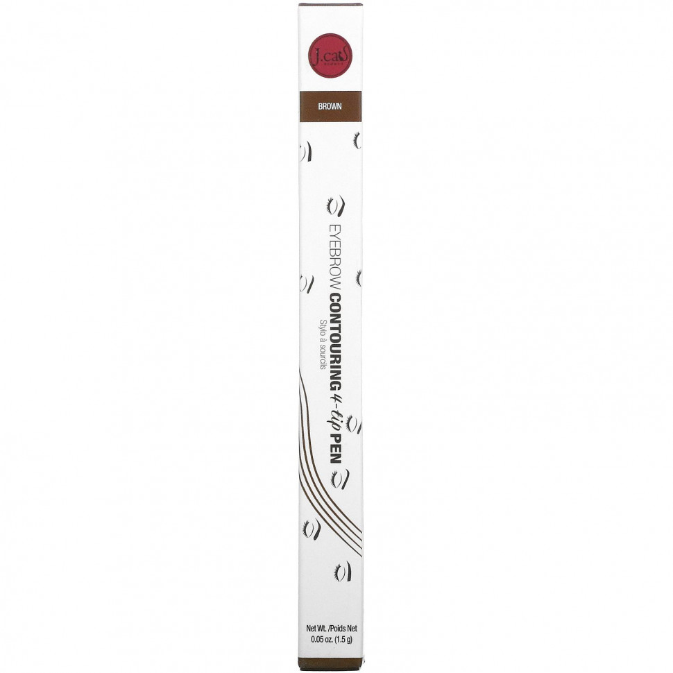 J.Cat Beauty, Ручка для контурирования бровей с 4 кончиками, коричневая, 1,5 г (0,05 унции)